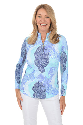 Blue Paisley UPF50+ Sun Shirt