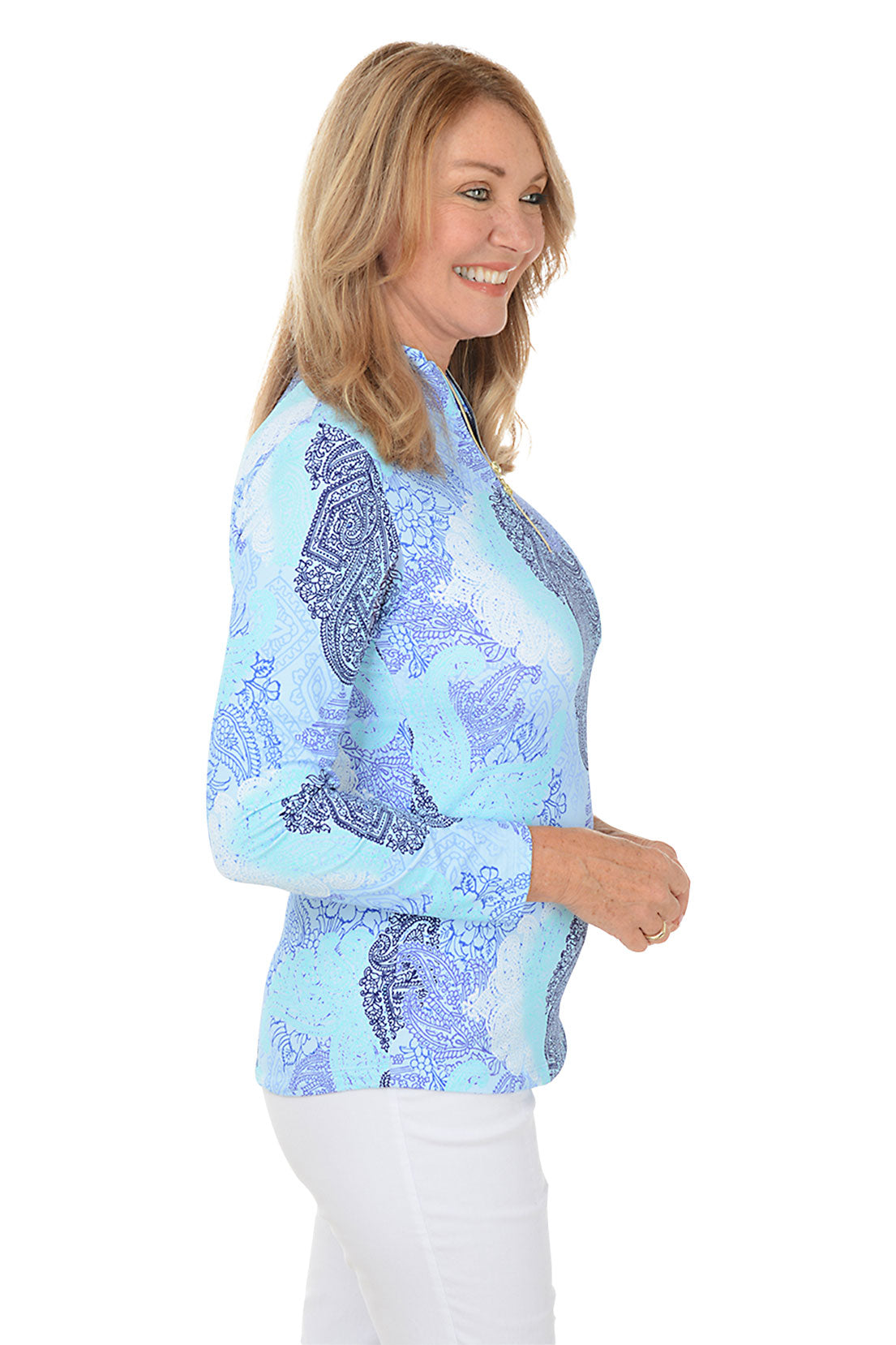 Blue Paisley UPF50+ Sun Shirt