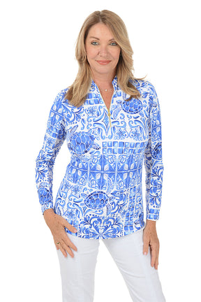 Blue Turtle Tile UPF50+ Sun Shirt