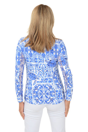 Blue Turtle Tile UPF50+ Sun Shirt