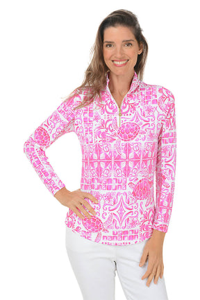 Pink Turtle Tile UPF50+ Sun Shirt