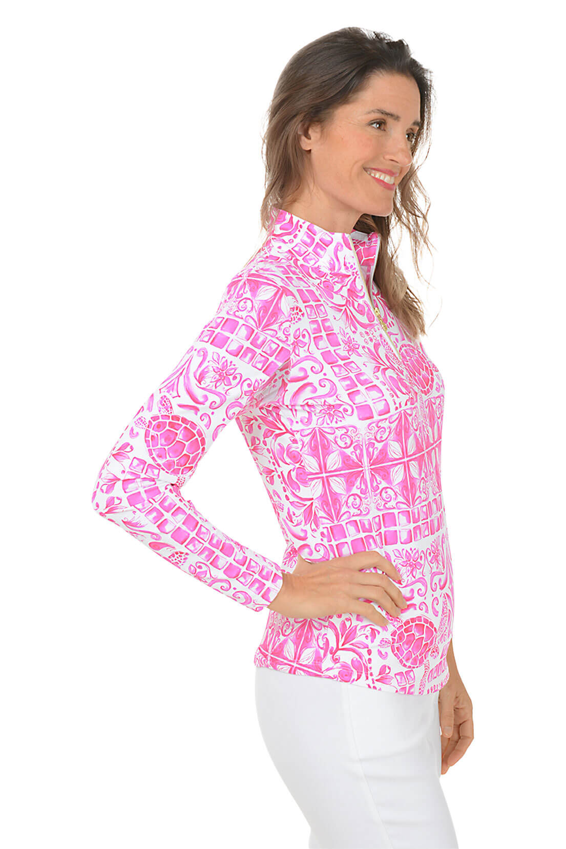 Pink Turtle Tile UPF50+ Sun Shirt