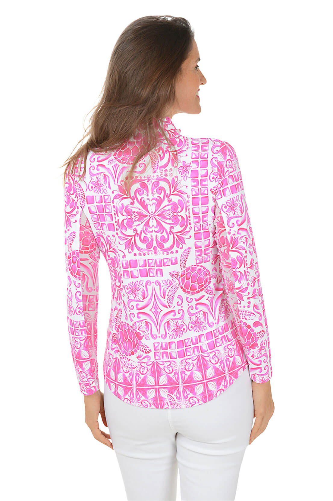 Pink Turtle Tile UPF50+ Sun Shirt