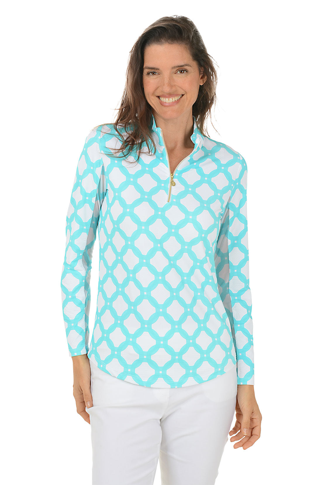 Turquoise Circle Geo UPF50+ Sun Shirt