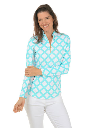 Turquoise Circle Geo UPF50+ Sun Shirt