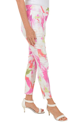 Painted Flowers Pull-On Ankle Pant