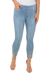 Rhinestone Front Seam Denim Ankle Pant