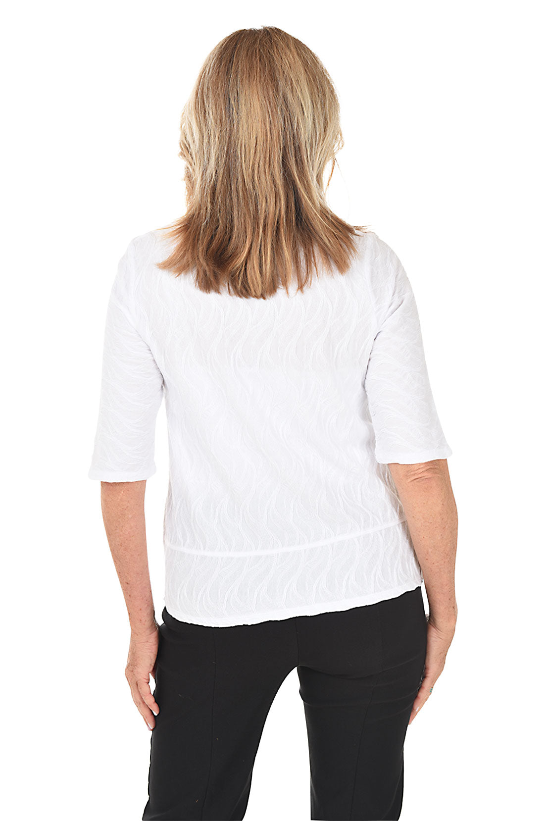 Rippled Waves Elbow Sleeve Top