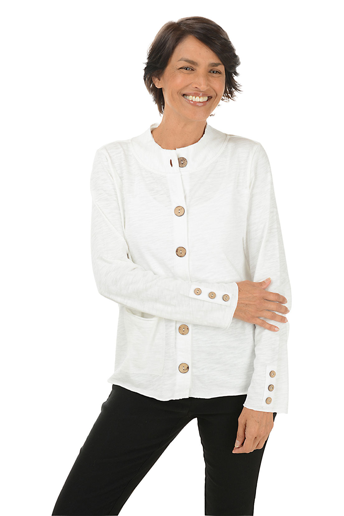 Button-Front Slub-Knit Cardigan