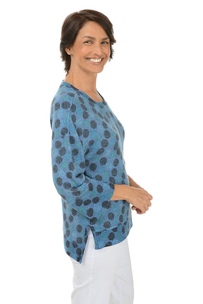 Polka Dot High-Low Crewneck Top