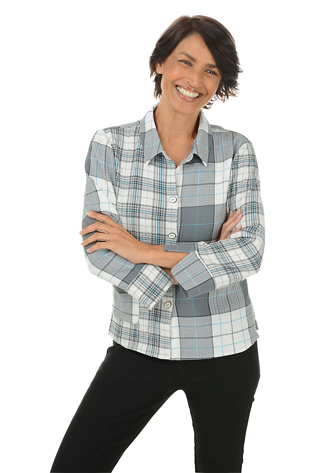 Plaid Hip Pocket Button-Front Shirt