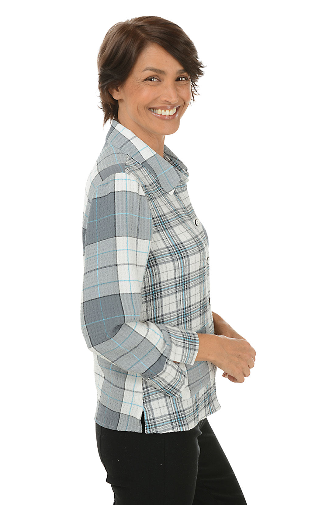 Plaid Hip Pocket Button-Front Shirt