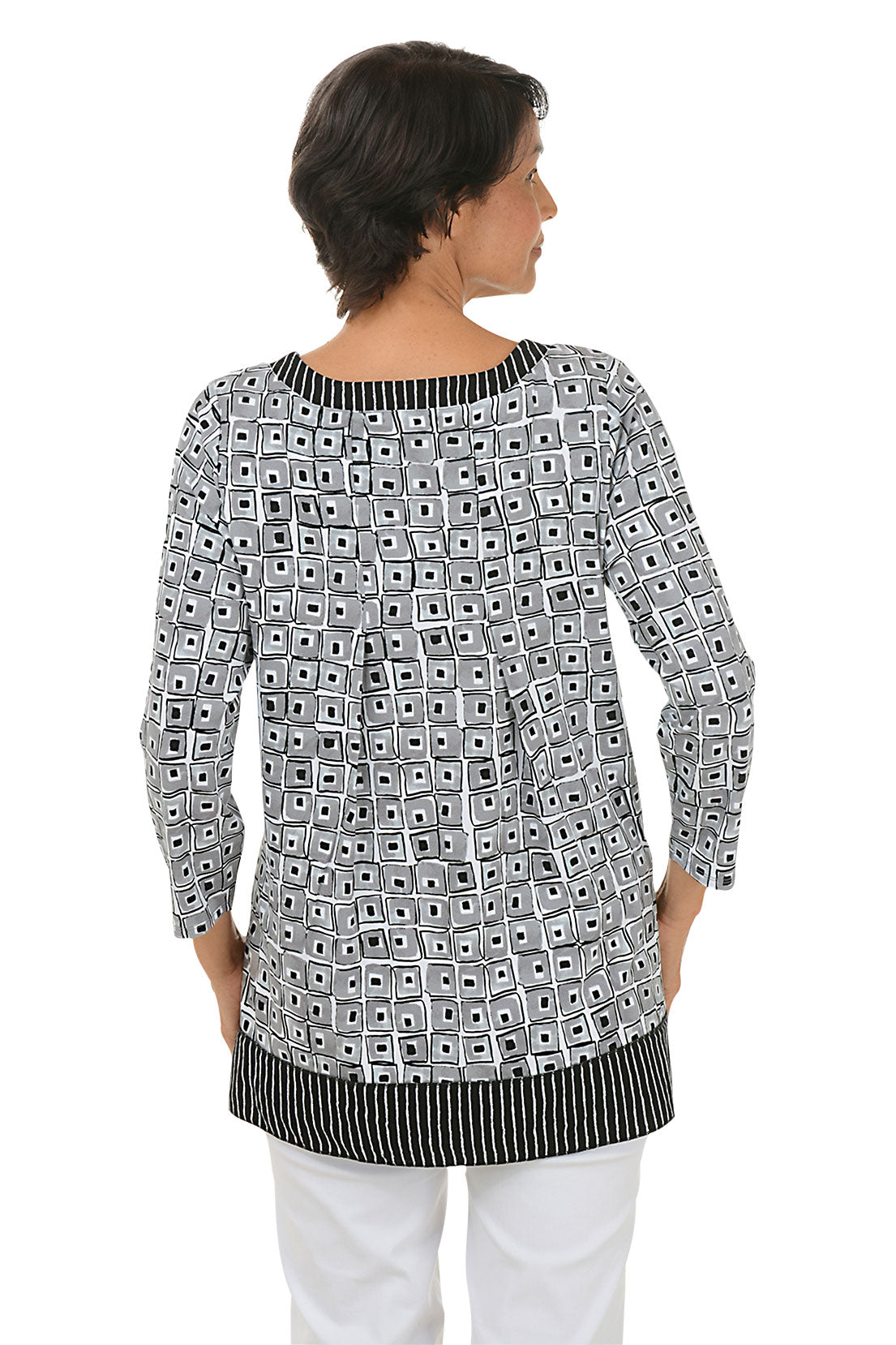 Black Cubism Pleated Back Tunic