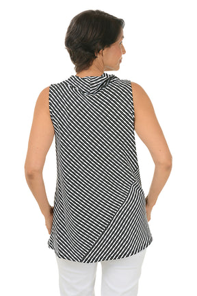 Wavy Stripes Cowl Neck Sleeveless Top