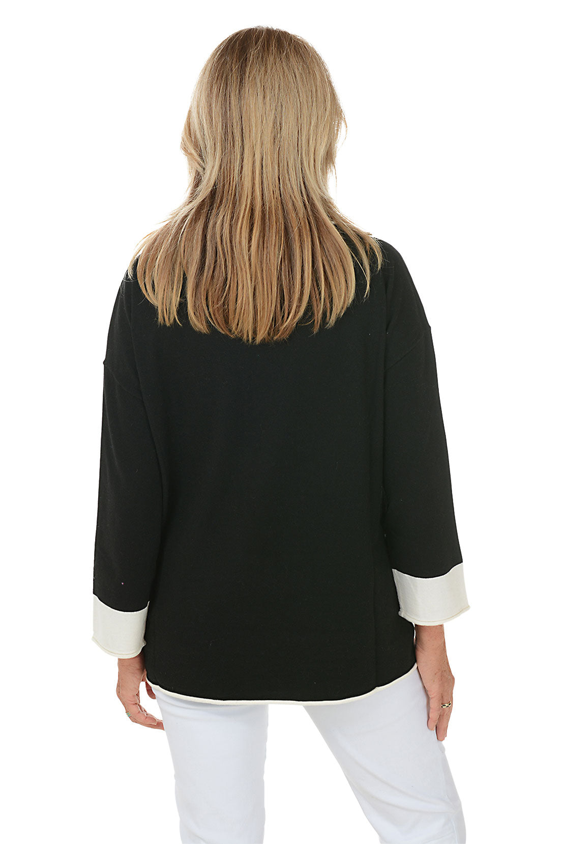 Contrast Trim Cowl Neck Sweater