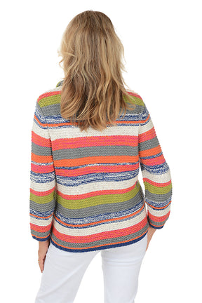 Striped Cowl Neck Chunky Knit Sweater