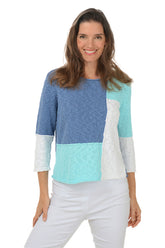 Dusk Color Block Seamed Sweater