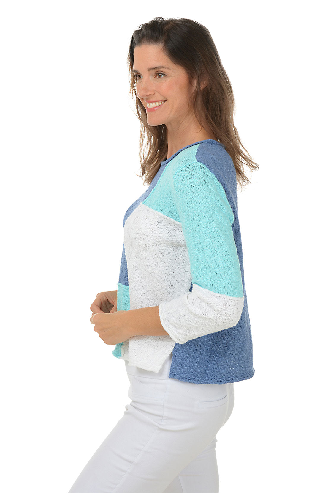 Dusk Color Block Seamed Sweater