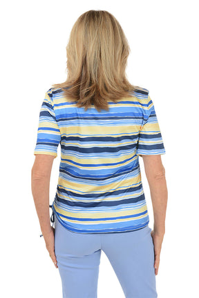 Petite Making Waves Striped Henley Top