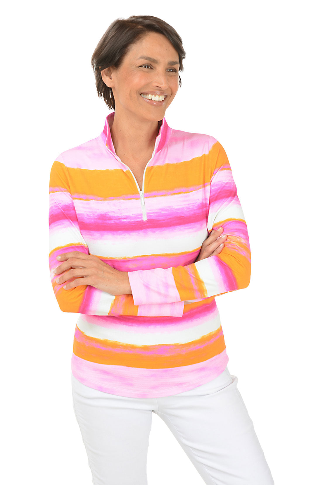 Hot Pink Amy Watercolor UPF50+ Sun Shirt