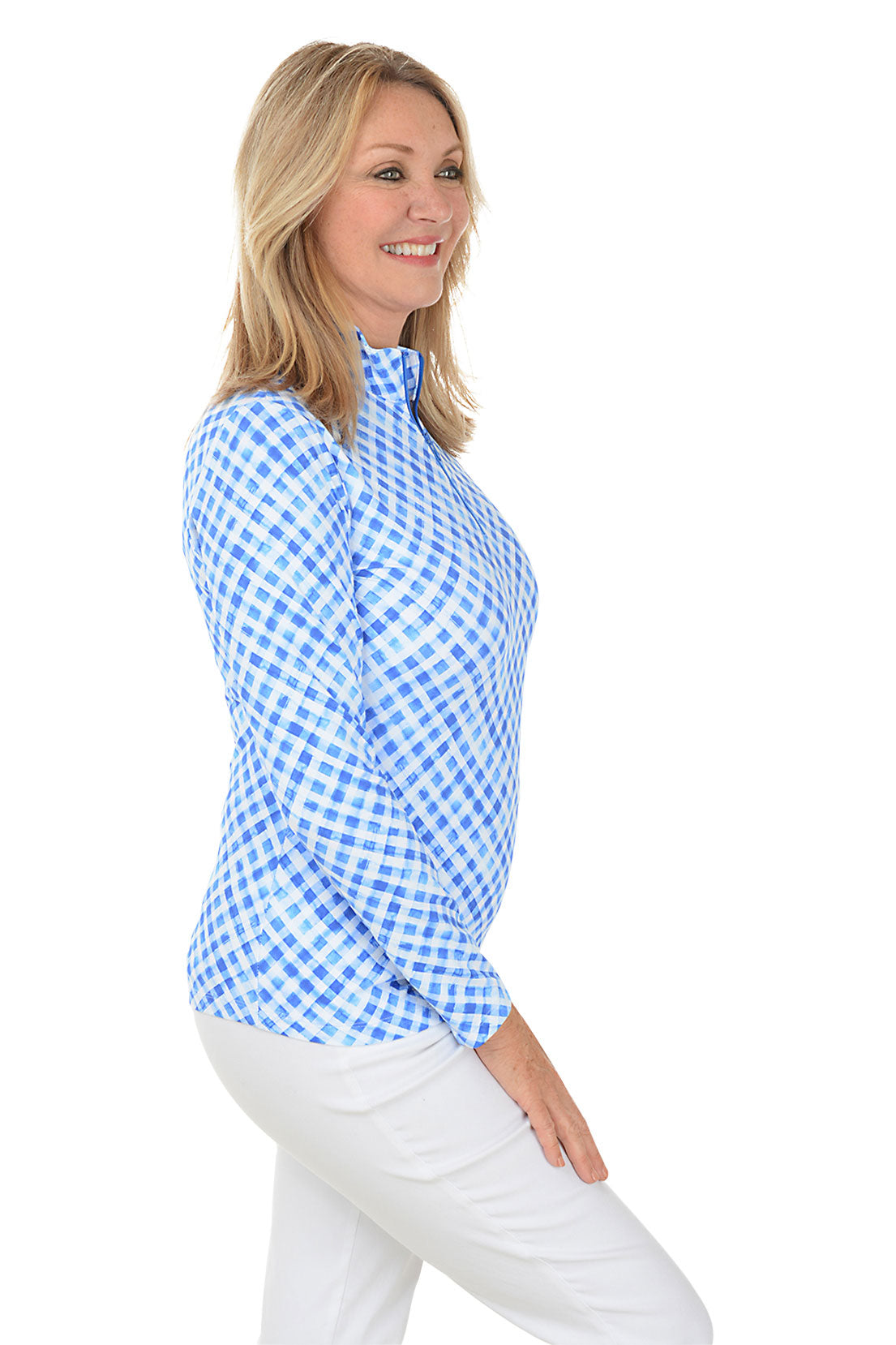 Blue Gingham Check UPF50+ Sun Shirt