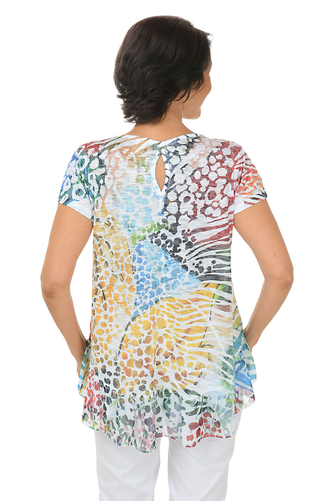 Petite Colorful Safari Burnout Knit Top