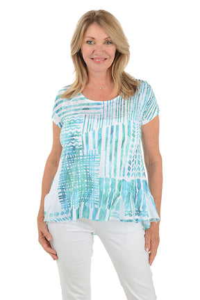 Petite Tropical Spots Burnout Knit Top