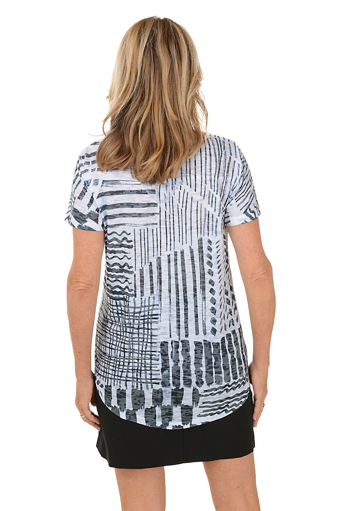 Bold Lines Burnout Button-Front Tee