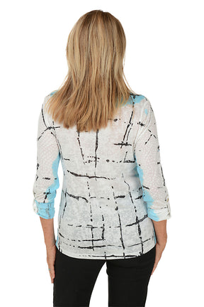 Blue Cross Patch Double Pocket Burnout Blouse