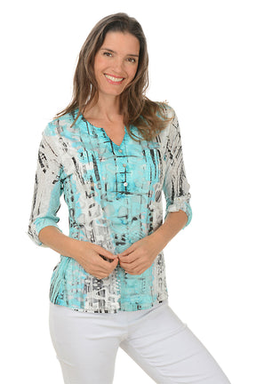 Sketch Lines Double Pocket Burnout Blouse