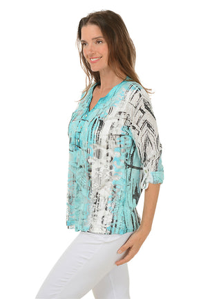 Sketch Lines Double Pocket Burnout Blouse