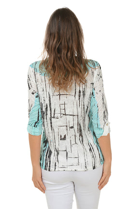 Sketch Lines Double Pocket Burnout Blouse