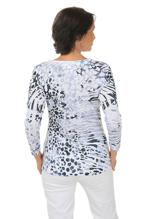 Leopard Sequined Surplice Knit Top