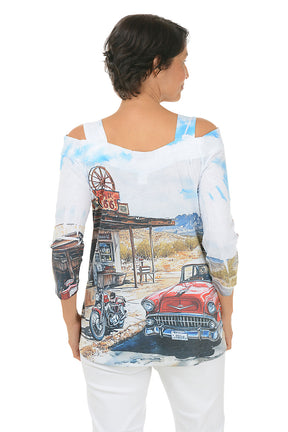 Route 66 Cold Shoulder Knit Top