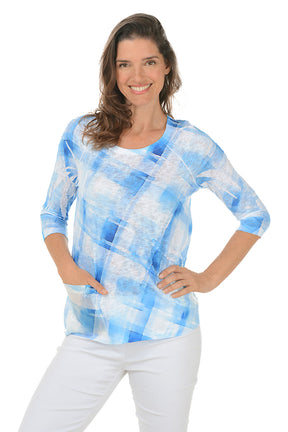 Painted Plaid Seqin Pocket Knit Top