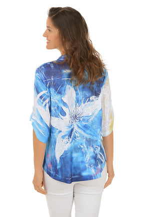 White Lily Roll Sleeve Top