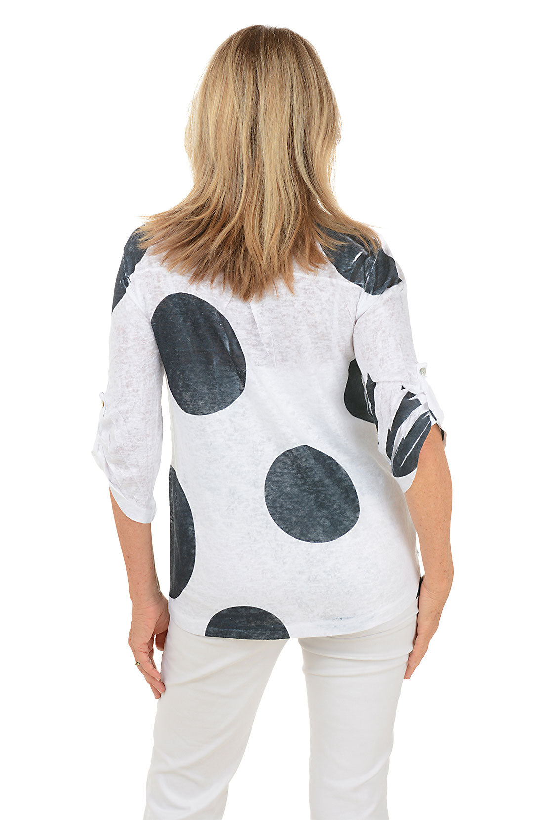 Polka Dots Roll Sleeve Top