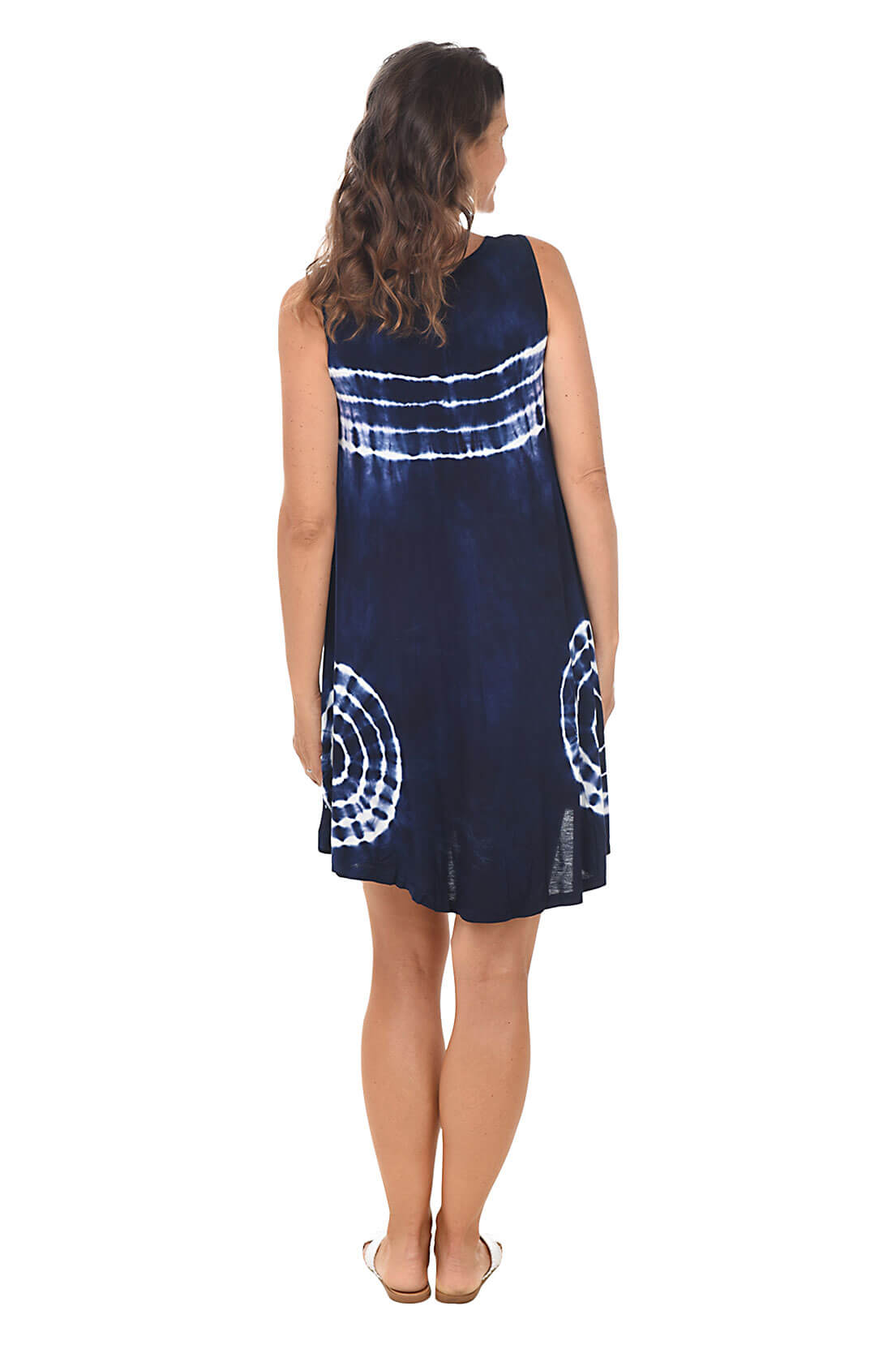 Navy Bullseye Tie-Dye Sleeveless Dress