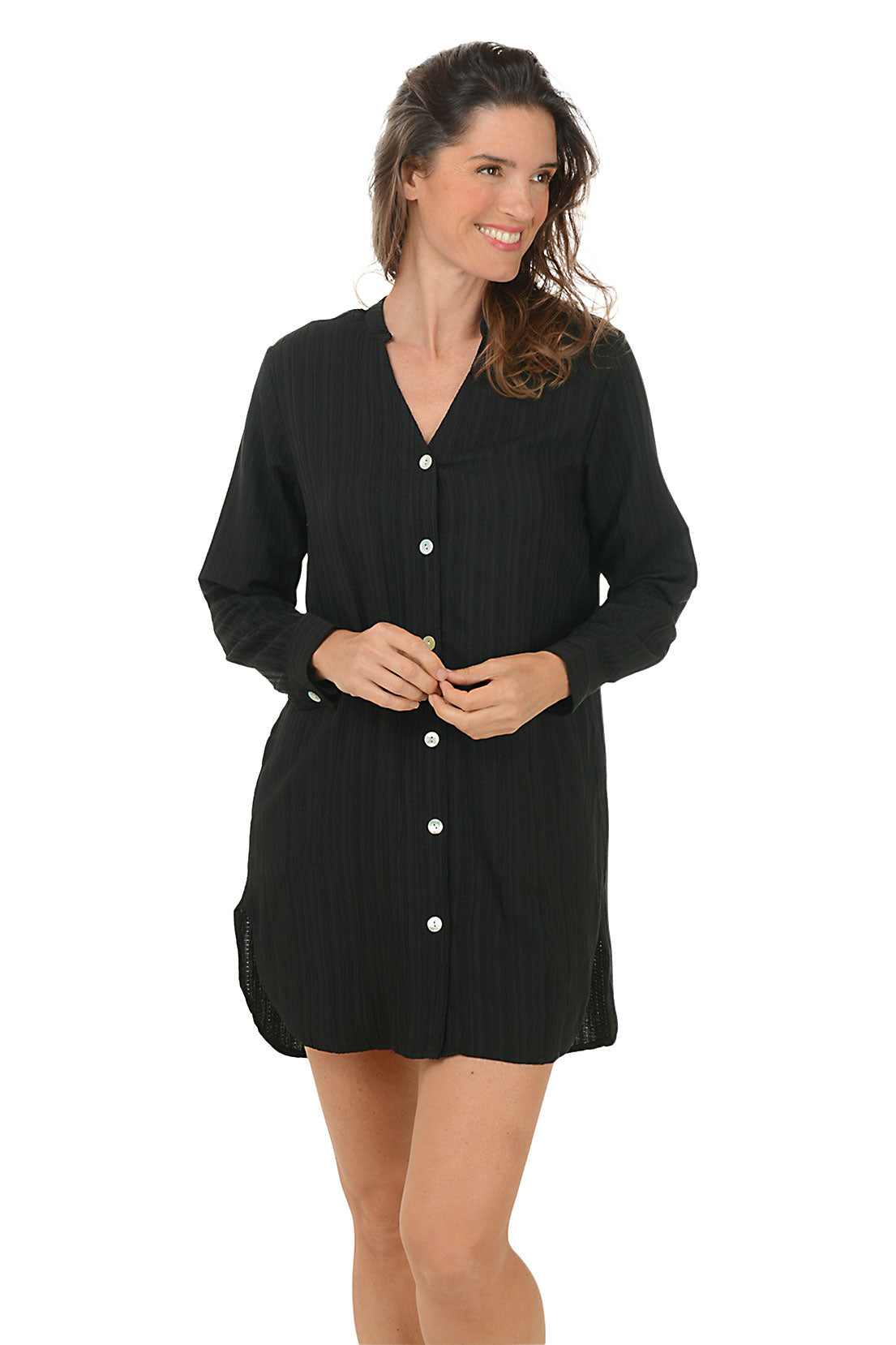 Cancun Button-Front Shirt Cover-Up