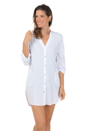 Cancun Button-Front Shirt Cover-Up