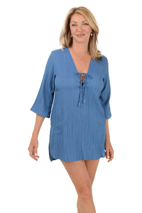 Cancun Lace Neck Tunic Cover-Up