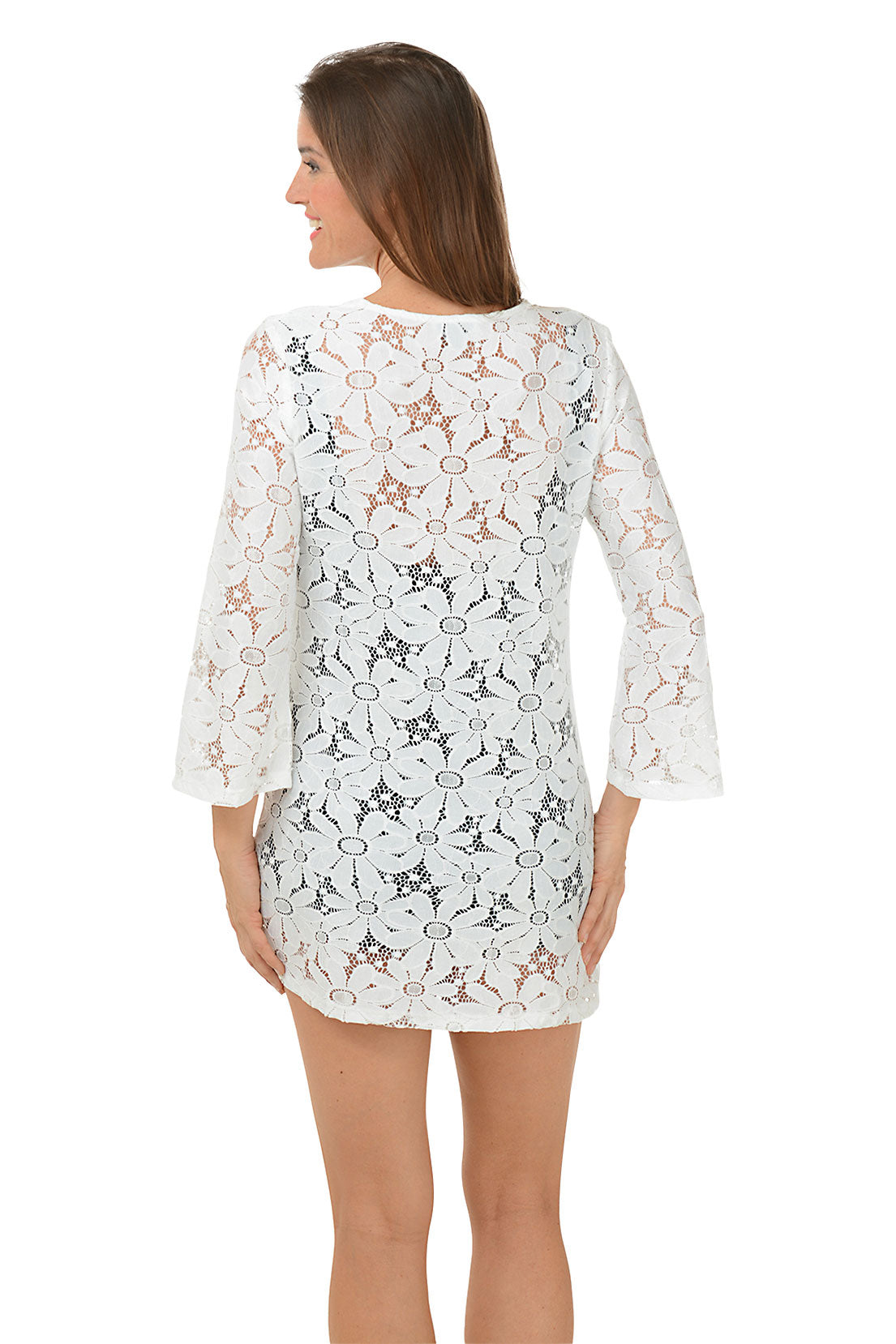 Floral Crochet Bell Sleeve Cover-Up