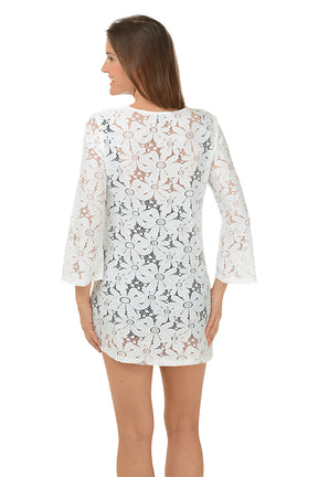 Floral Crochet Bell Sleeve Cover-Up