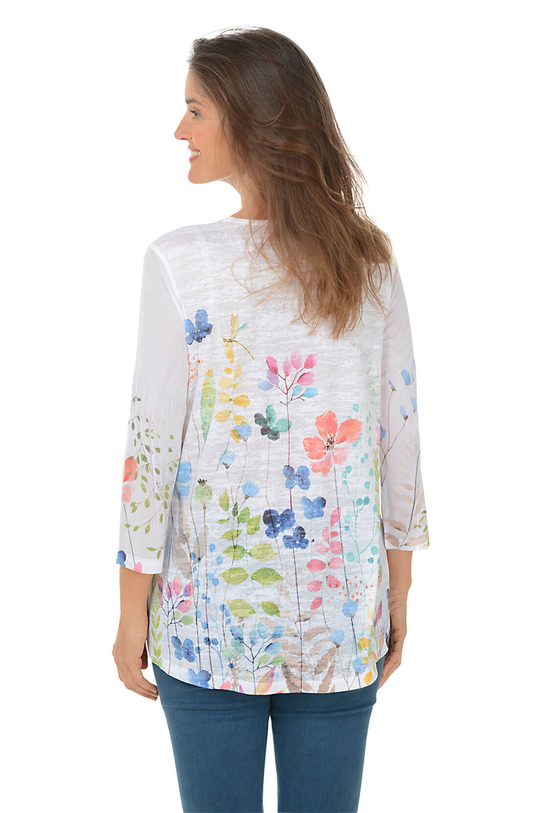 Gardenia Burnout Mesh Knit Tunic