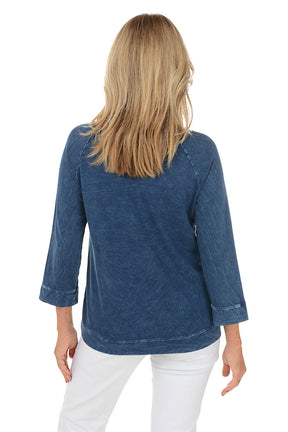 Sketch Mineral Wash Raglan Sleeve Knit Top