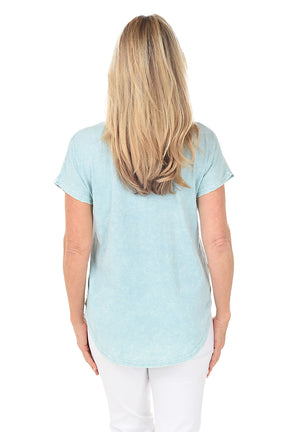 Petals Mineral Wash Short Dolman Sleeve Top