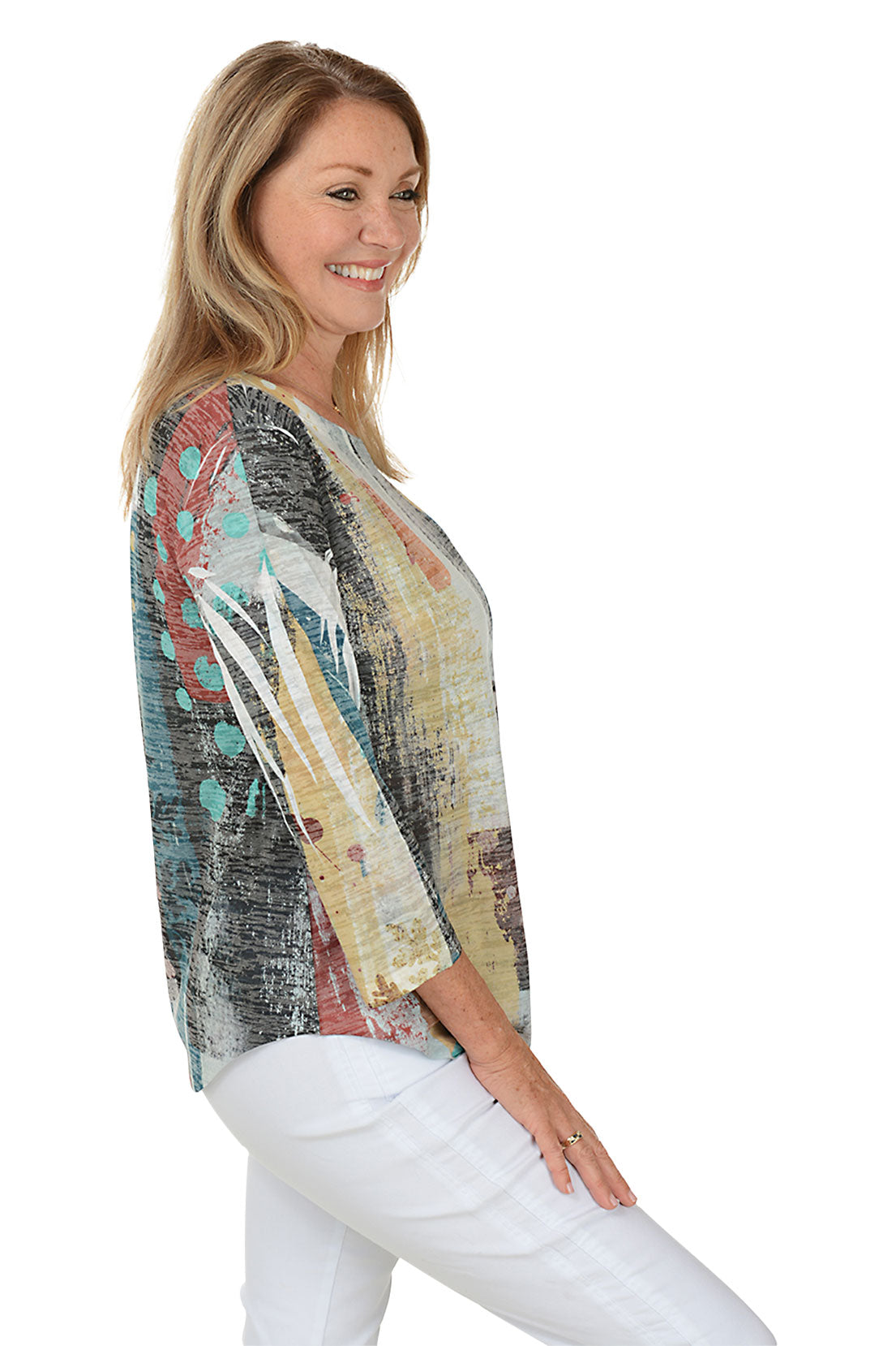 Tundra Curved Hem Burnout Knit Top