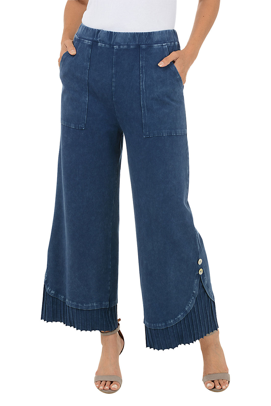 Mineral Wash Pleated Hem Pant