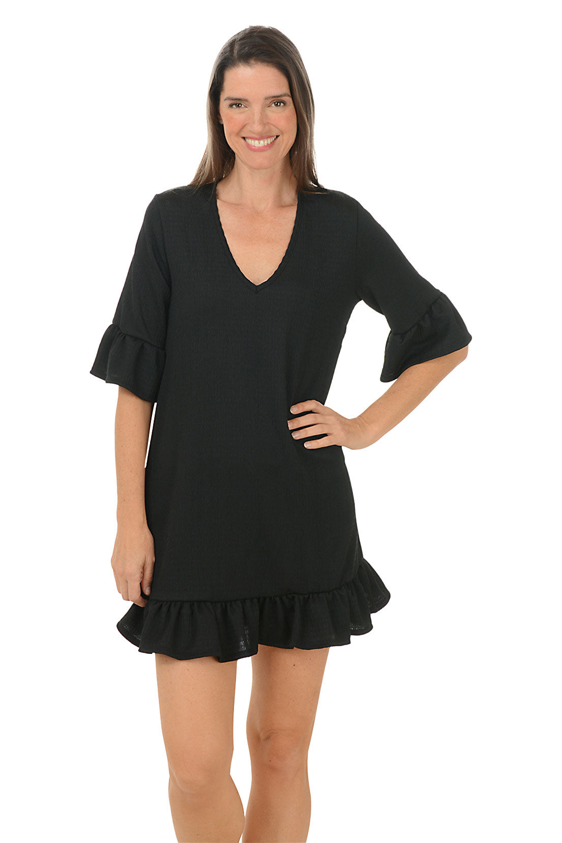 Crinkle Flounce Dress Cover-Up