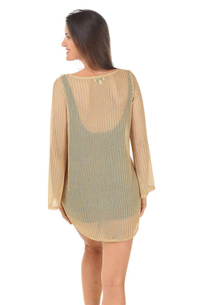 Chevron Mesh Tunic Cover-Up